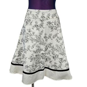 My Michelle Black & White French Floral Print Cotton A-Line Skirt Size 4
